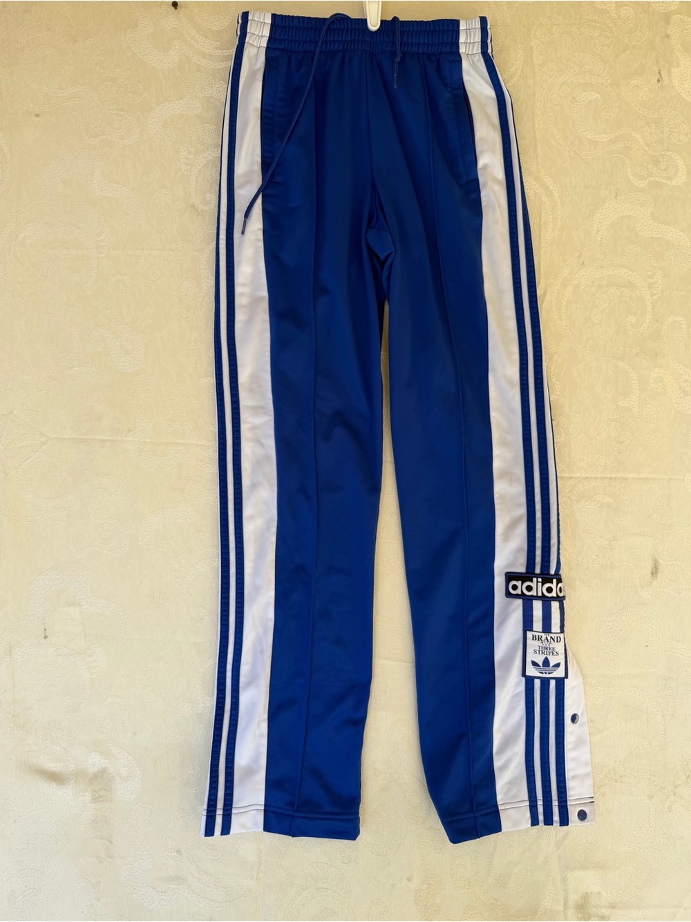 adidas Blue Track Pants with White Side Stripes